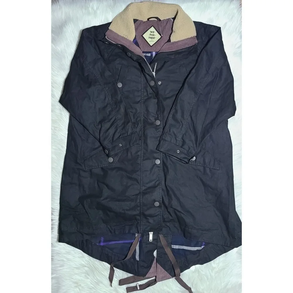 Free People Black Utility Jacket with Cream Lining - Picture 7 of 14